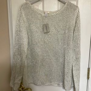 Chicos silver cream sweater NWT 2 (L or 12)